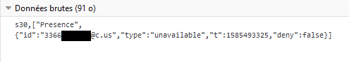 Firefox debugger outgoing message