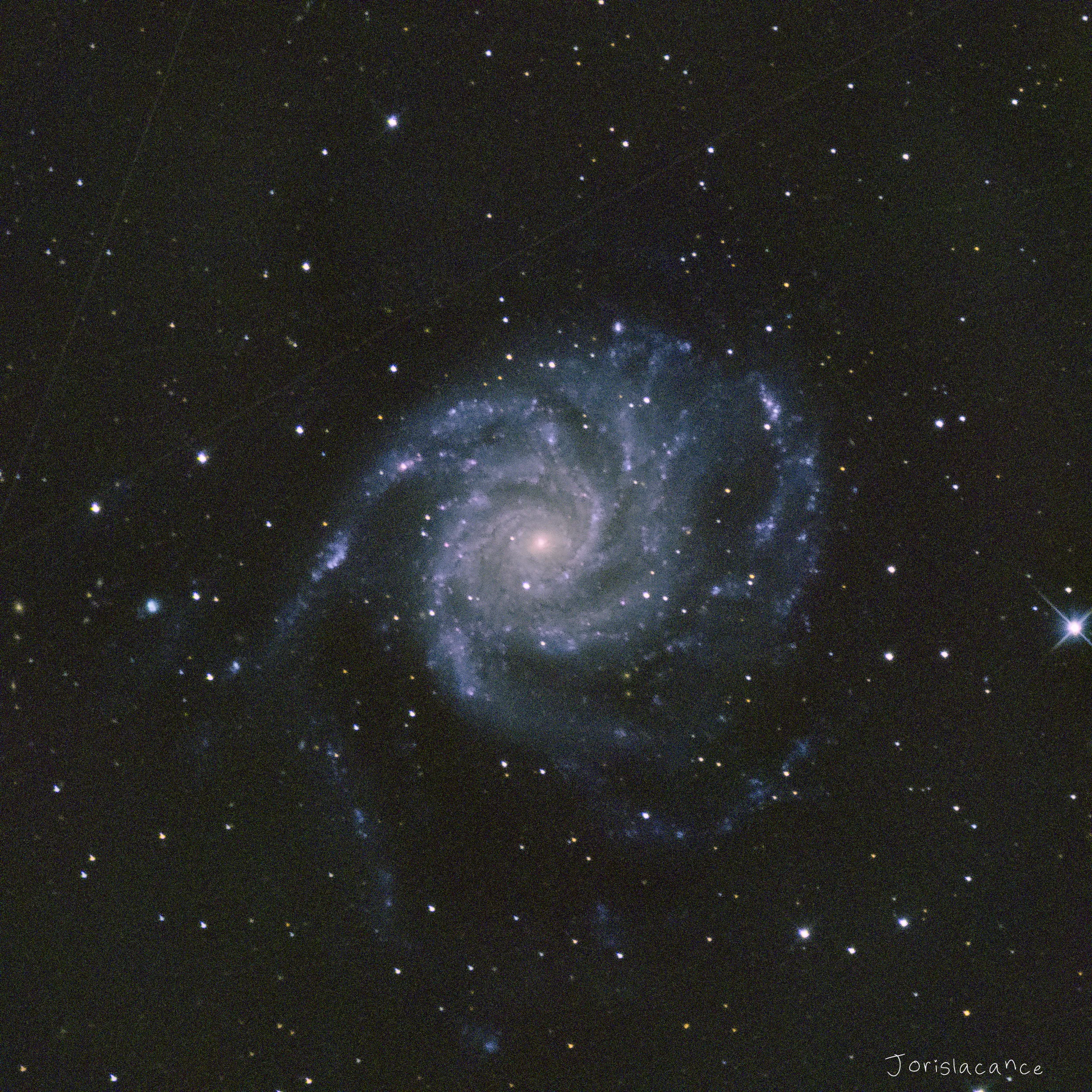 The Pinwheel Galaxy, M101, seen face on with its spiral arms unwound