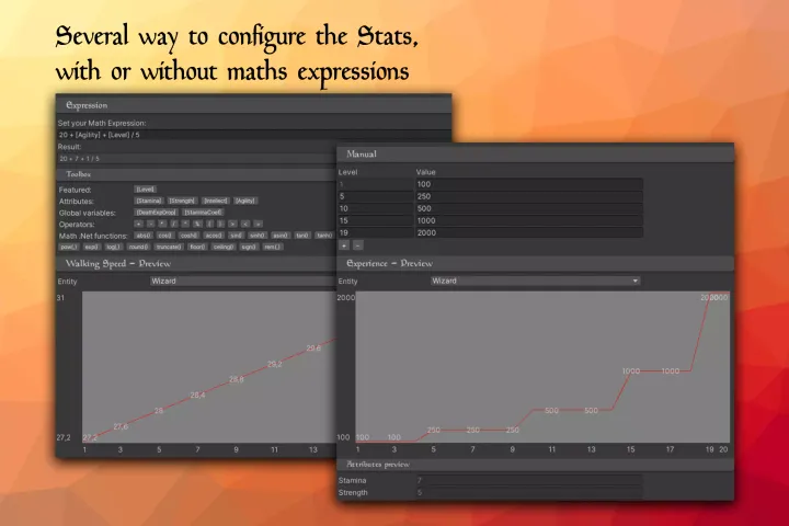 Several ways to configure the Stats, with or without maths expressions