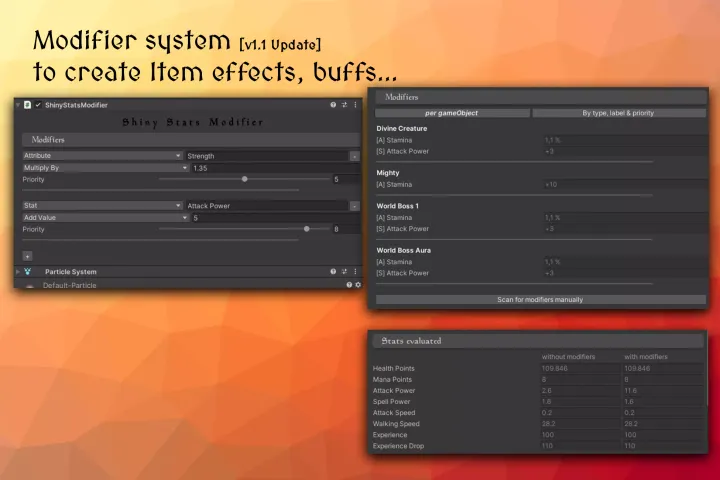 Modifier system, to create item effects and buffs