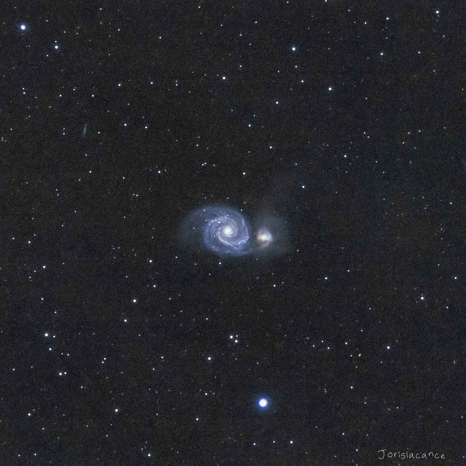 The Whirlpool Galaxy, M51, locked together with its companion NGC 5195