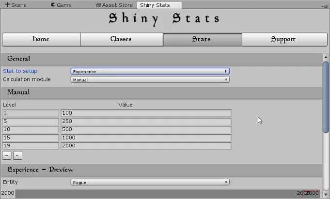 Experience stat configured in Shiny Stats